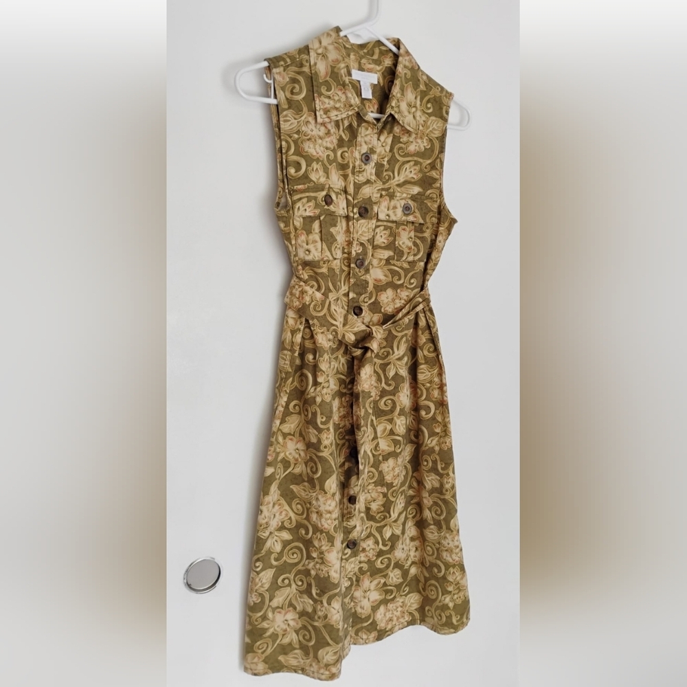 CHARTER CLUB Floral Button-Up Sleeveless Dress